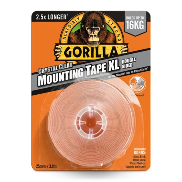 Gorilla Crystal Clear Mounting Tape 25mm x 3.8m