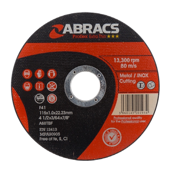 Flat Metal Cutting Disc 115mm x 1.0mm x 22mm - 100 Pack in Tub