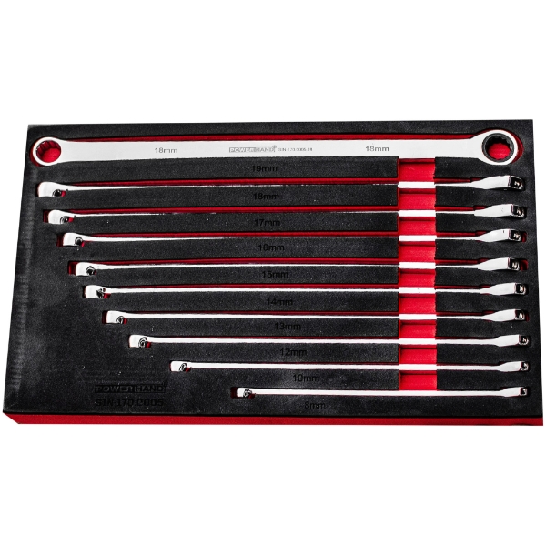 10 Piece XL Double Ring Ratchet/Fixed Spanner Set